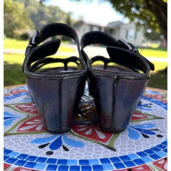 Donald J Pliner Gin Wedge Sandals Womens 7M Metallic Silver Leather Italy Heel - Picture 5 of 10